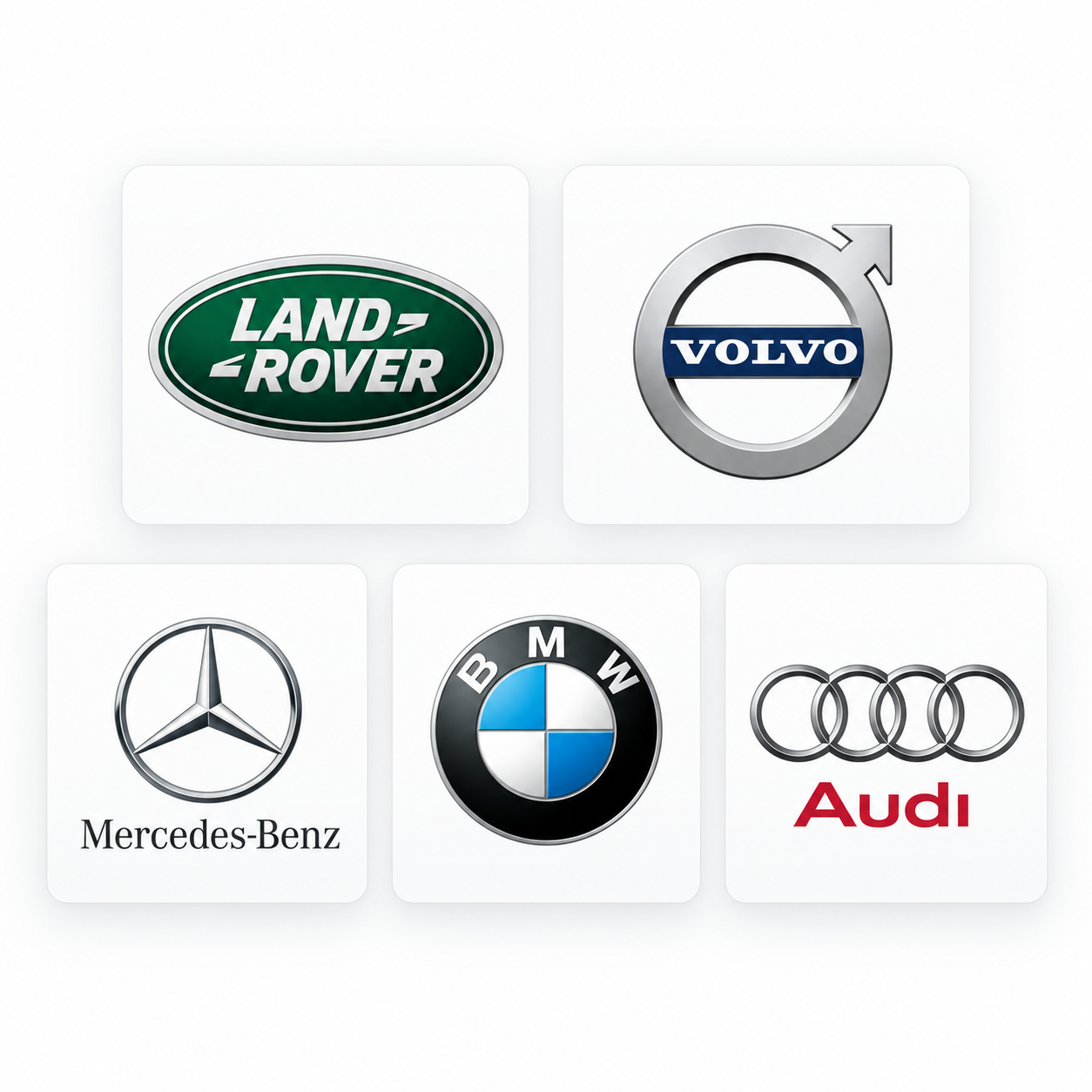 Marcas premium destacadas: Land Rover, Volvo, Mercedes-Benz, BMW y Audi